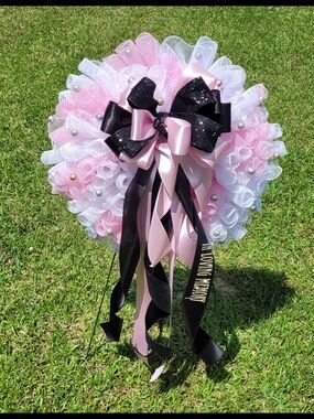 Hand Crafted Pink White and Black Memorial Wreath New